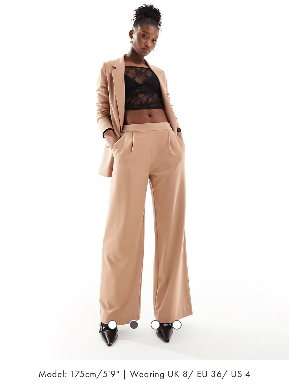 AllSaints Aleida Lightweight Wide-Leg Trousers in Fawn Brown SZ. 8